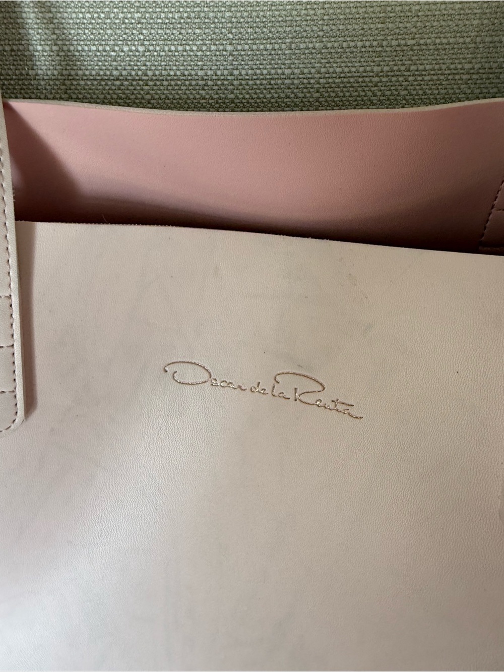 Oscar de la Renta Pink Faux Leather Open Tote Shoulder Bag Large Shopper Bag - Picture 9 of 15